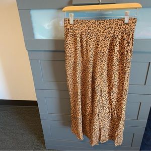 Cropped wide leg cheetah print pants